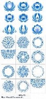 تصاویر وکتور عناصر تزئینی گلدار آبی رنگBlue Floral Ornaments
