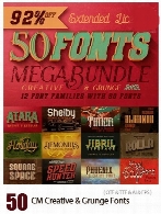 62 فونت انگلیسی خلاقانه و قدیمیCM Creative And Grunge Fonts Megabundle