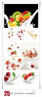 تصاویر با کیفیت افتادن میوه و توت در شیرStock Image Fruit And Berry In Cream Splash