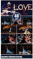 40 تصویر کلیپ آرت حروف الفبا و اشکال متنوع با افکت درخشانCM Sparklers Alphabet Photoshop Overlay