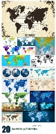 تصاویر وکتور نقشه های مختلف جهانWorld Map Collection