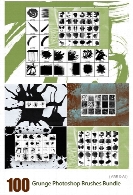 بیش از 100 براش فتوشاپ عناصر طراحی گرانجCM 100 Grunge Photoshop Brushes Bundle