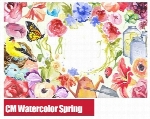 تصاویر کلیپ آرت عناصر طراحی آبرنگی، پرنده، گل، روبان و ...CM Watercolor Spring Collection