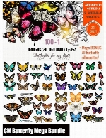 101 تصویر کلیپ آرت پروانه های متنوعCM 101 Very Bright Butterfly Mega Bundle
