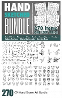 270 تصویر وکتور عناصر طراحی دستیCM Hand Drawn Art Bundle