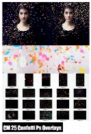 25 تصویر کلیپ آرت عناصر تزئینی کاغذ رنگی و پولکCM 25 Confetti Photoshop Overlays