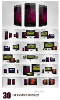 تصاویر لایه باز قالب پیش نمایش یا موکاپ دستگاه های دیجیتالی، موبایل، تبلت، کامپیوتر، مانیتورCM 30 iDevices MockUps