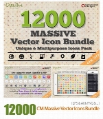 12000 تصویر وکتور آیکون های متنوعCM 12000 Massive Vector Icons Bundle