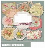 تصاویر کلیپ آرت عناصر طراحی، قاب و حاشیه و لیبل گلدار قدیمیScrap Kit Vintage Floral Labels