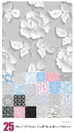 تصاویر وکتور پترن گل های کاغذی سه بعدیFloral 3d Paper Craft Seamless Patterns