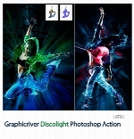 اکشن فتوشاپ ایجاد افکت رقص نور بر روی تصاویر از گرافیک ریورGraphicriver Discolight Photoshop Action