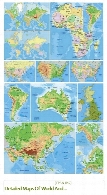 تصاویر وکتور نقشه جهان، قاره و کشورهای مختلفDetailed Maps Of World And Continents And Countries