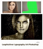 اکشن فتوشاپ ایجاد افکت تایپوگرافی و پراکندگی بر روی تصاویر از گرافیک ریورGraphicRiver Typography Art Photoshop Action