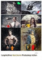 اکشن فتوشاپ ایجاد افکت باران شدید بر روی تصاویر از گرافیک ریورGraphicRiver RainStorm Photoshop Action
