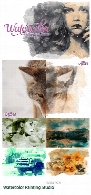 تصاویر لایه باز و براش فتوشاپ تبدیل تصاویر به نقاشی آبرنگیWatercolor Painting Studio