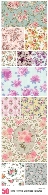 تصاویر وکتور پترن با بافت گلدارRetro Flowers Seamless Textures