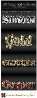استایل با افکت سه بعدی فلزی از گرافیک ریورGraphicriver 3D Metal Text Logo Styles Kit
