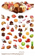 تصاویر وکتور میوه و شیرینی به همراه پس زمینه سفید رنگSweet And Fruits On White Background Vector