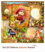 قالب آماده فریم های کارتونی پاییزی برای کودکانSet Of Childrens Autumn Frames For Photoshop