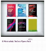 تصاویر لایه باز بروشورهای مینیمالیستی6 Minimalistic Techno Flyers Pack