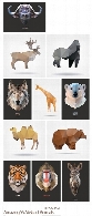 تصاویر وکتور انتزاعی حیوانات اوریگامی، فیل، شیر، خرس و ... از شاتر استوکAmazing ShuterStock Abstract Animals
