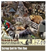 کلیپ آرت حیوانات، فیل، زرافه، میمون و تکسچر پوست حیواناتScrap Set In The Zoo