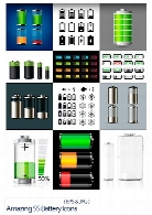 تصاویر وکتور آیکون باطری، باطری پر، باطری خالی از شاتر استوکAmazing ShutterStock Battery Icons
