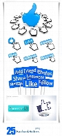 تصاویر با کیفیت دکمه های فیسبوک، Like، Share، CommentFacebook Buttons