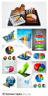 تصاویر وکتور نمودارهای تجاری سه بعدی3D Business Graphs