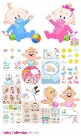 تصاویر وکتور بچه گانه، کالسکه، اسباب بازیBaby Collection 25 Vector