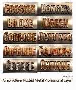استایل افکت های فلزی زنگ زده از گرافیک ریورRusted Metal Professional Layer Styles