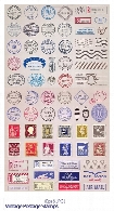 تصاویر وکتور تمبرهای پستیVintage Postage Stamps