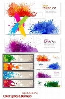 تصاویر وکتور بنر با طراحی لکه های رنگStock vector Color Spots & Banners