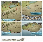تصاویر پیش نمایش نقشه سه بعدی گوگل از گرافیک ریورGraphicRiver 3D Google Map Mockup