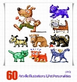 تصاویر با کیفیت نقاشی حیوانات خانگیArtville Illustrations Pet Personalities