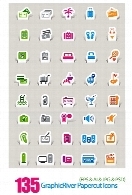 تصاویر آیکون های برچسب متنوع از گرافیک ریورGraphicRiver Papercut Icons