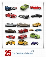 مجموعه تصاویر با کیفیت اتومبیل های رنگی در پس زمینه سفیدCars On White Collection