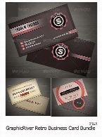 تصاویر لایه باز کارت یزیت تجاری فانتزی از گرافیک ریورGraphicRiver Retro Business Card Bundle