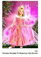 تصاویر لایه باز شاهزاده در قلعه گل رز برای کودکانChildrens Template For Photoshop Little Princess At The Castle With Roses