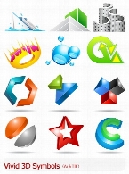 تصاویر لوگوهای اشکال سه بعدی رنگارنگVivid 3D Symbols