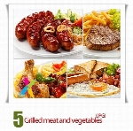 تصاویر با کیفیت گوشت کبابی و سبزیجاتGrilled meat and vegetables Stock Photo