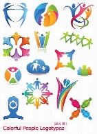 تصاویر لوگوهای آدمک های رنگارنگColorful People Logotypes