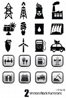 آیکون های متنوع پایگاه های سوخت مشکیVectors Black Fuel Icons