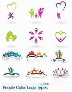 تصاویر لوگوهای آدمک های رنگارنگPeople Color Logo Types