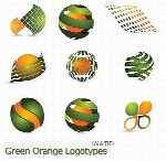 تصاویر لوگوهای انتزاعی سبز و نارنجیGreen Orange Logotypes