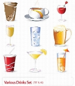 تصاویر وکتور مجموعه نوشیدنی های مختلفVarious Drinks Set
