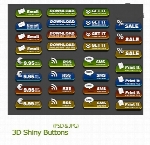 تصاویر لایه باز دکمه های براق سه بعدی وب3D Shiny Buttons