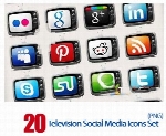 آیکون های تلویزیونی رسانه های اجتماعیTelevision Social Media Icons Set