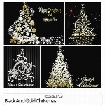 پس زمینه کریسمس سیاه و سفید و طلاییBlack And Gold Christmas