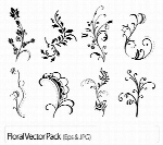 تصاویر وکتور گل تزئینی سیاه و سفیدFloral Vector Pack